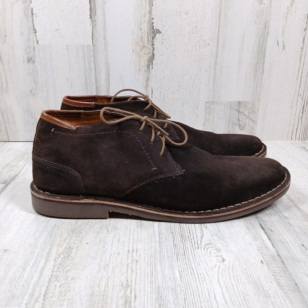 Kenneth Cole Reaction Chukka Boots‎ Men's 12 Brown Suede Desert Lace-Up Preppy